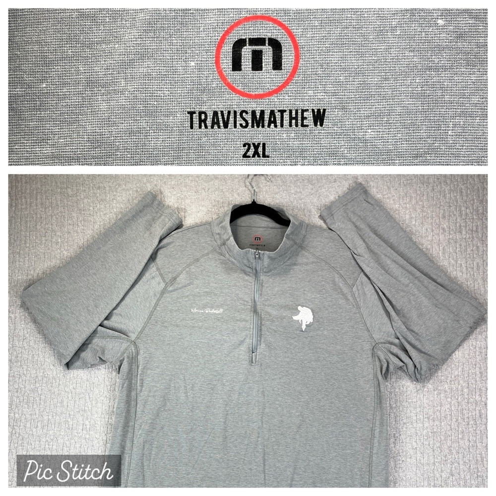 Travis Mathew Mens 2XL Gray‎ Performance Stretch Quarter Zip Long Sleeve